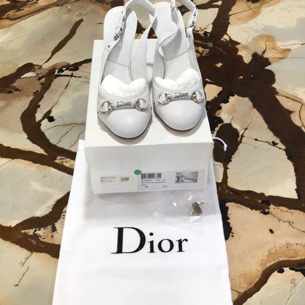 Christian Dior white sling back